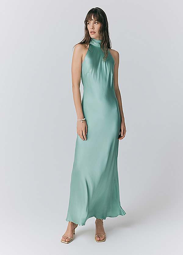 Ghost London Amaia Halter Neck Satin Maxi Dress | Kaleidoscope