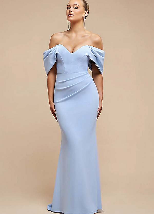 princess polly baby blue dress Goddiva Off The Shoulder Draped Sleeve Maxi Dress
