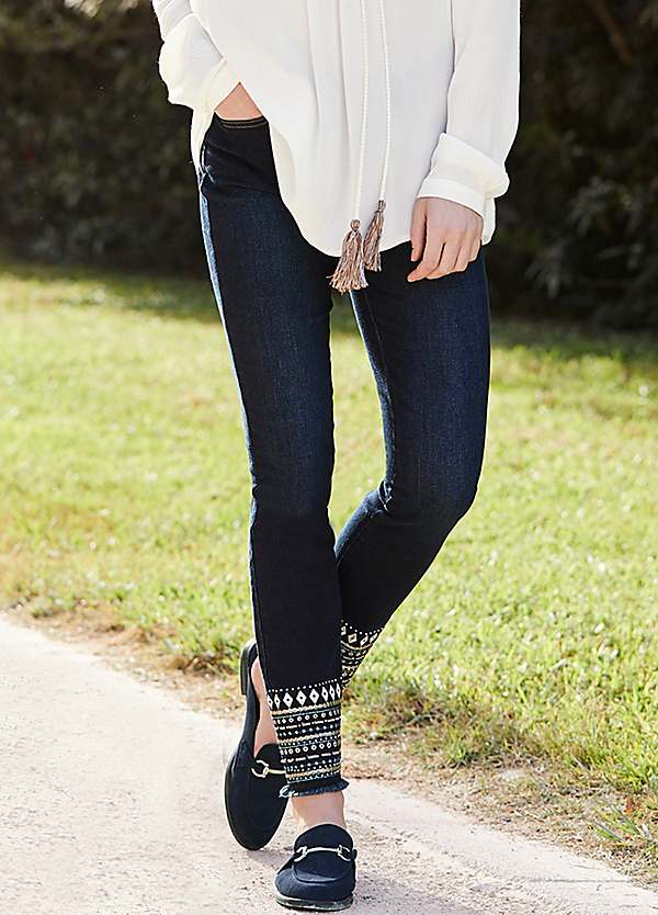 embellished hem jeans