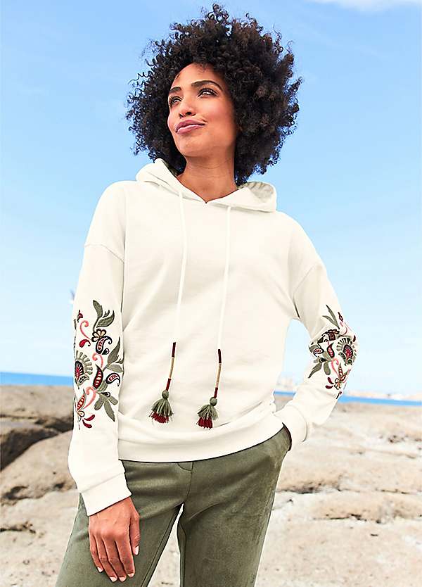 Floral embroidered hoodies hotsell