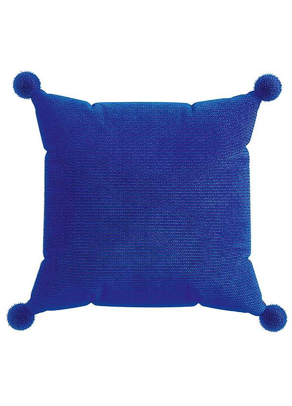 Pom Pom Cushion 45x45 cm, Blue