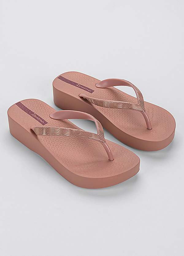 Ipanema Ladies Pink Mesh Platform Flip Flops | Kaleidoscope