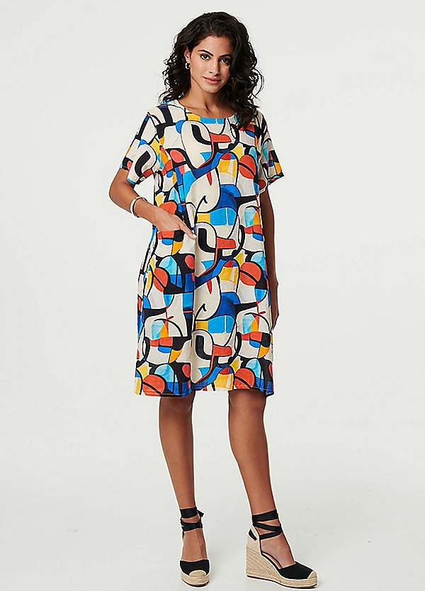 Izabel London Abstract Knee Length Shift Dress | Kaleidoscope Izabel London Abstract Knee Length Shift Dress | Kaleidoscope