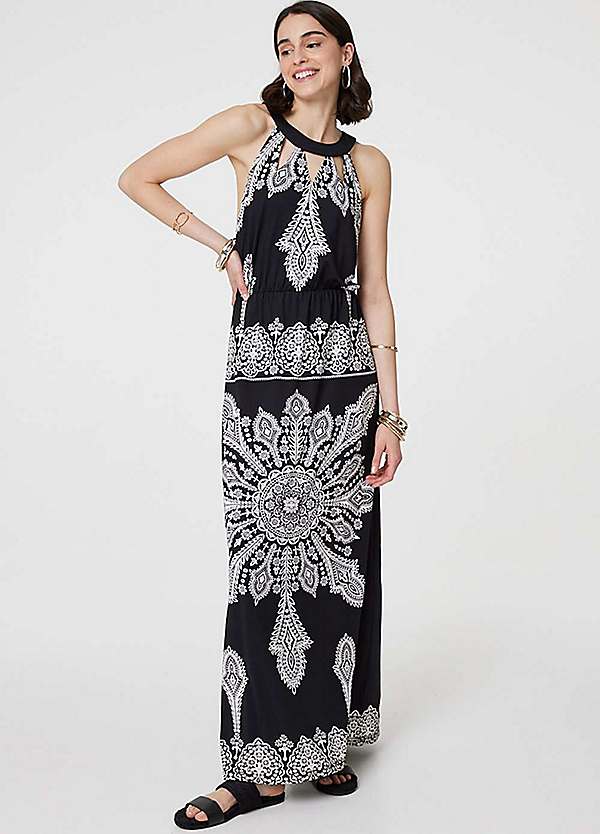 Black and white halter neck dress best sale