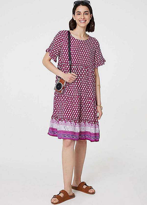 Polka Dot Izabel London Tunic Dress Izabel London Fuchsia Printed