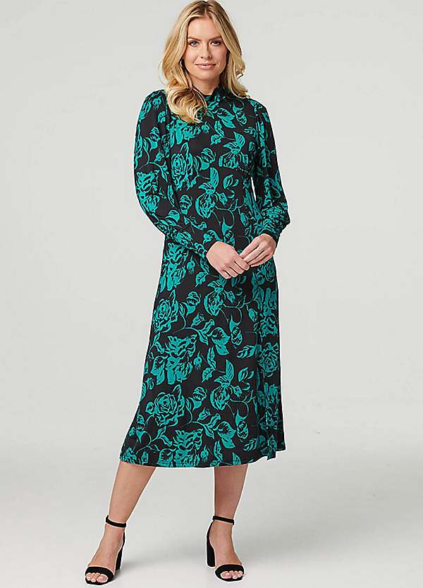 Midi dress with sales high neck