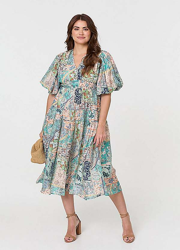 sachin and babi light blue dress Retro Elegant Patchwork Velvet Long Sleeve Dress Women's Autumn Winter  Vintage Style Wood Grain Edge A-Line Dress main image 0
