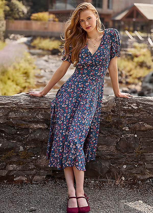 princess polly baby blue dress Joe Browns Floral Print Ditsy Tea Dress