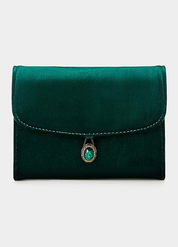 True Decadence Emerald Green Velvet Gem Clutch Bag