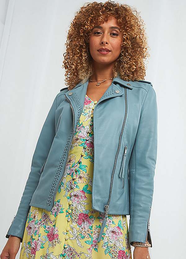 Joe browns teal leather jacket Clearance