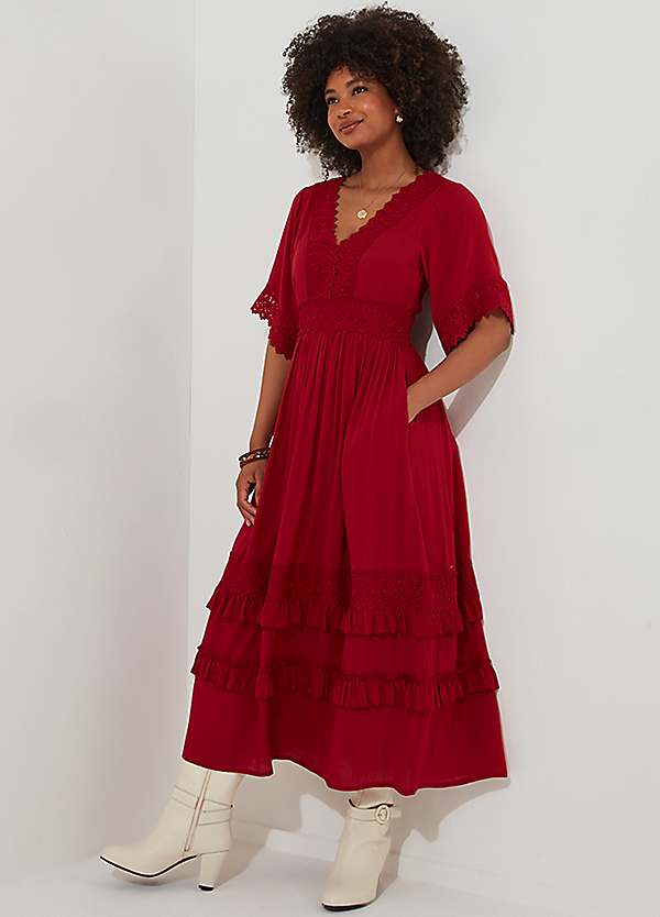 Joe Browns Petite Flattering Boho Lace High-Low Hem Dress | Kaleidoscope