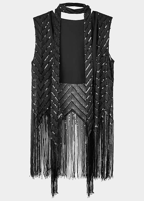 Joe Browns Rock Chick Embellished Tasselled Waistcoat Scarf Set