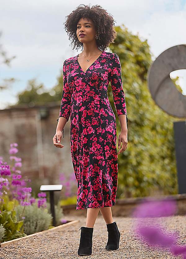 Joe Browns Ruched Tie Sleeve Floral Wrap Dress