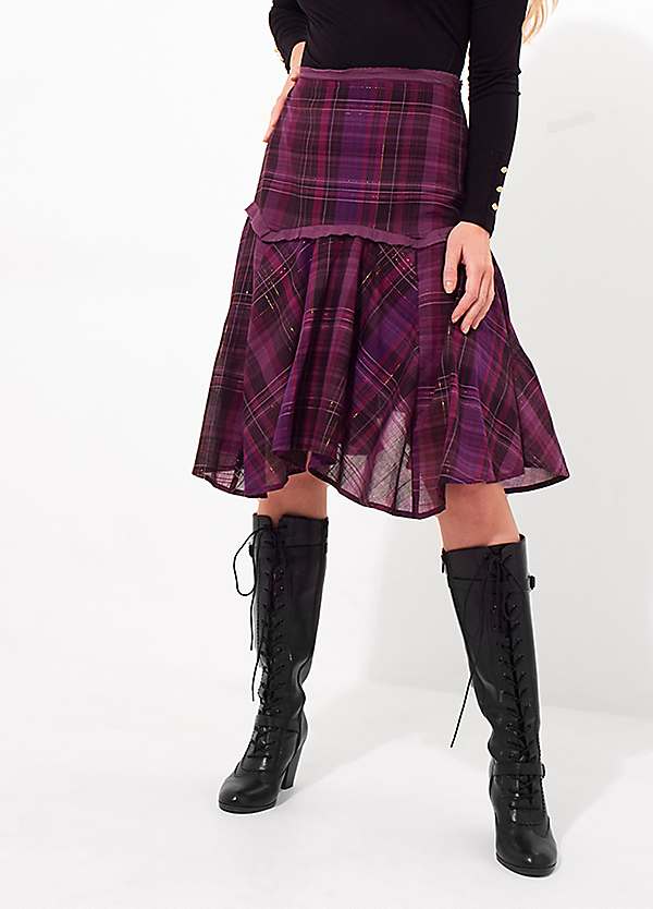 Joe Browns Shimmer Check Handkerchief Hem Skirt