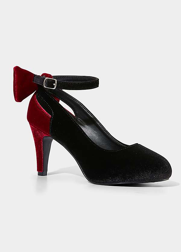 Joe Browns Statement Bow Back Velvet Heels Kaleidoscope
