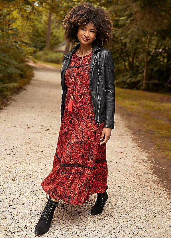 Dress with leather jacket sales