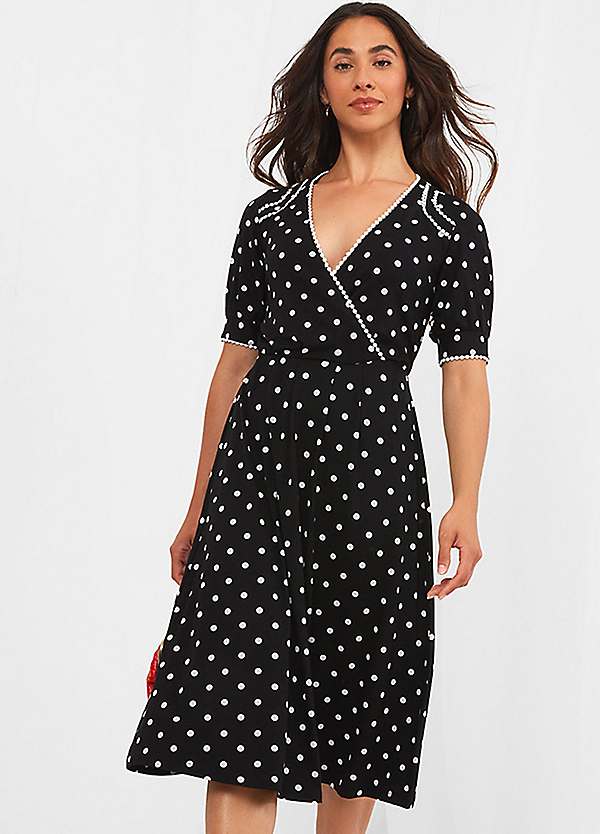 joe browns navy polka dot dress