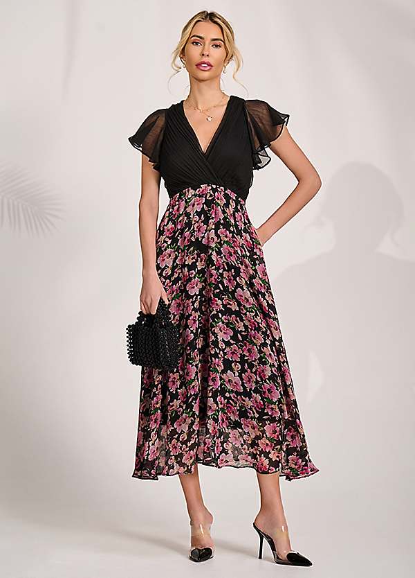 Jolie Moi Two-Tone Chiffon Midaxi Dress