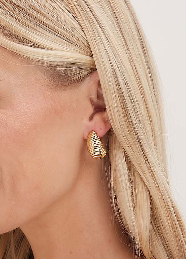 Jon Richard Gold Plated Ridge Dome Hoop Earrings