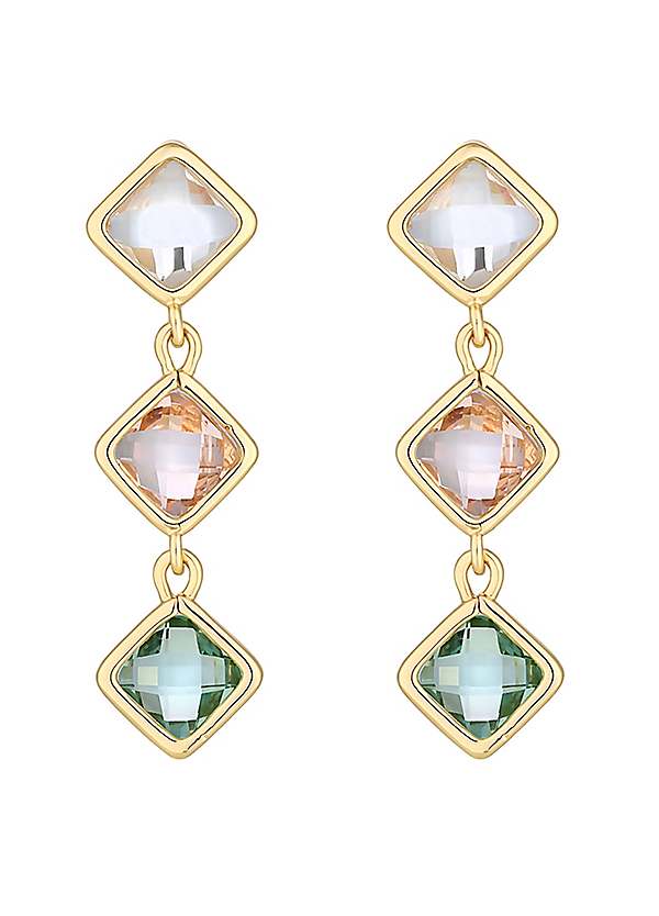Jon Richard Gold Plated Tonal Drop Earrings Kaleidoscope