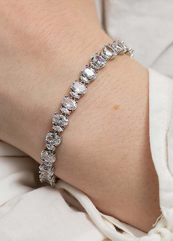 Cubic Zirconia Jon Richard Bangle Jon Richard Rhodium Plated Cubic