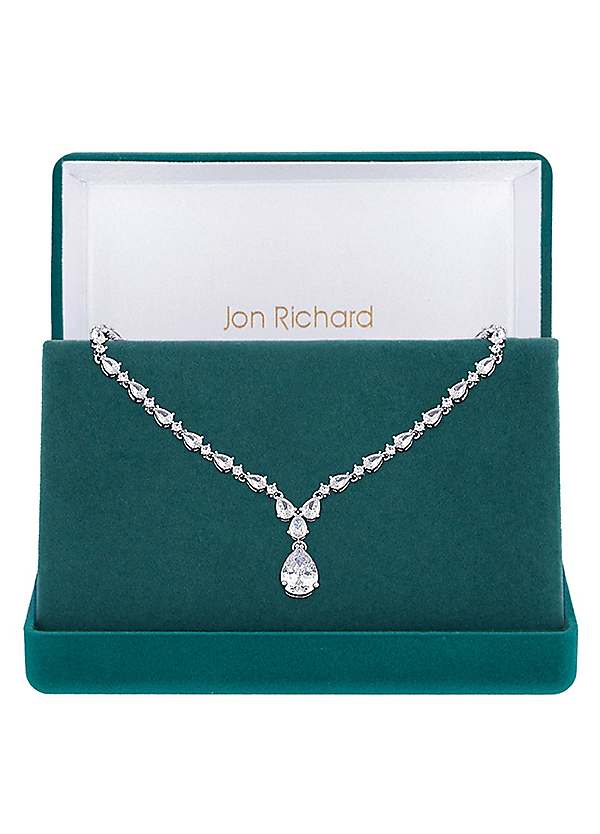 Jon Richard Silver Plated Clear Cubic Zirconia Graduated Pear Y