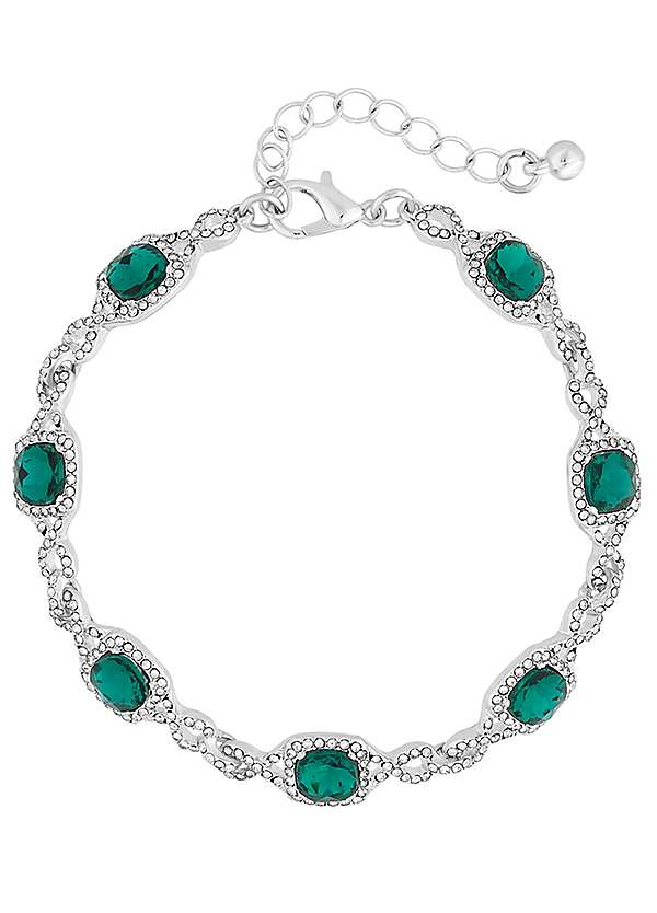 Jon Richard Silver Plated Emerald Green Infinity Bracelet