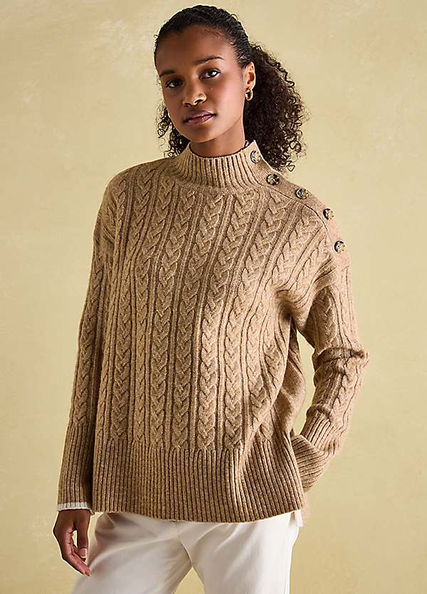 Joules Betsy Button Shoulder Cable Jumper - Main Image