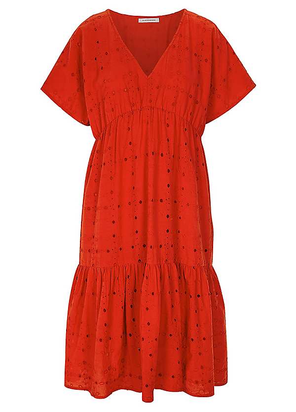 red cotton dress with sleeves