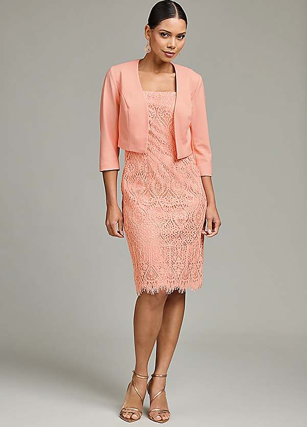 Kaleidoscope Coral Lace Dress Jacket