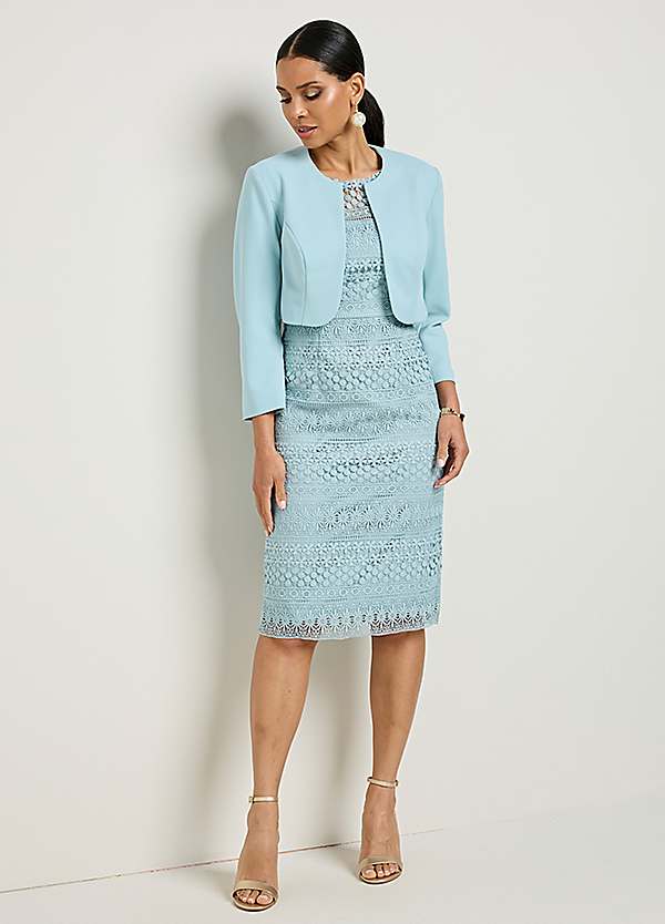 Kaleidoscope Duck Egg Lace Dress Jacket