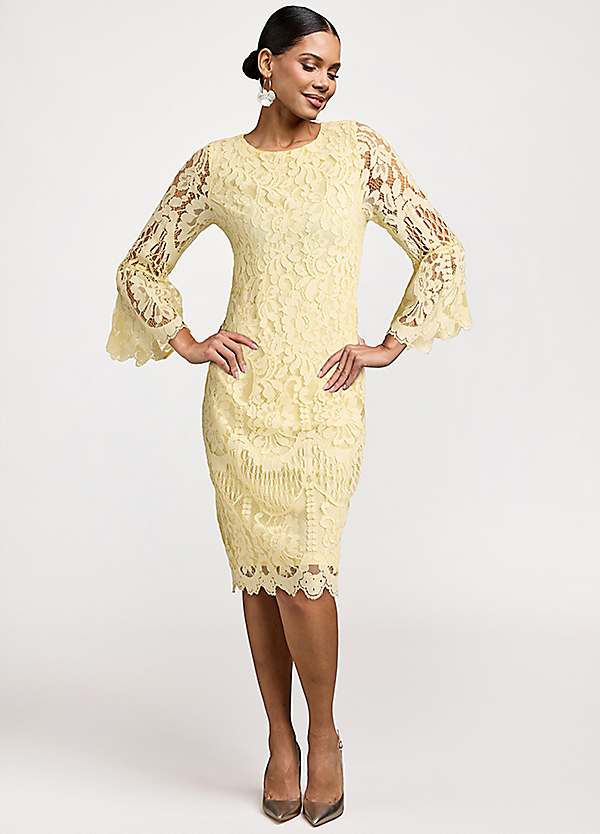 Kaleidoscope Lemon Lace Shift Dress | Kaleidoscope