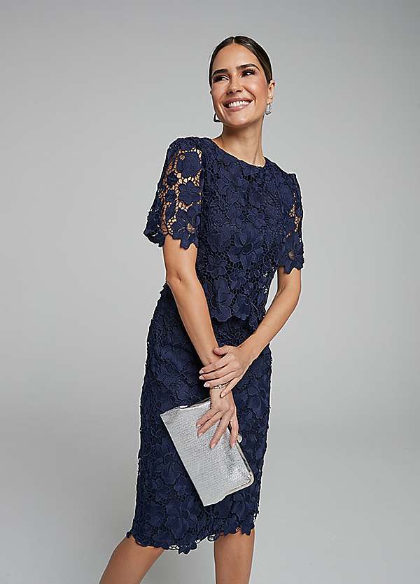Kaleidoscope Navy Lace Shift Dress