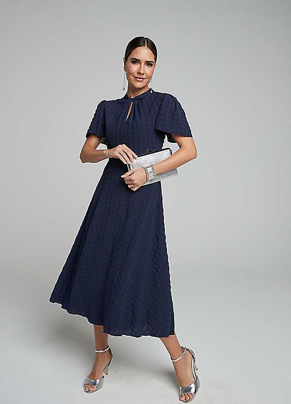 princess polly baby blue dress Kaleidoscope Navy Textured Midi Dress