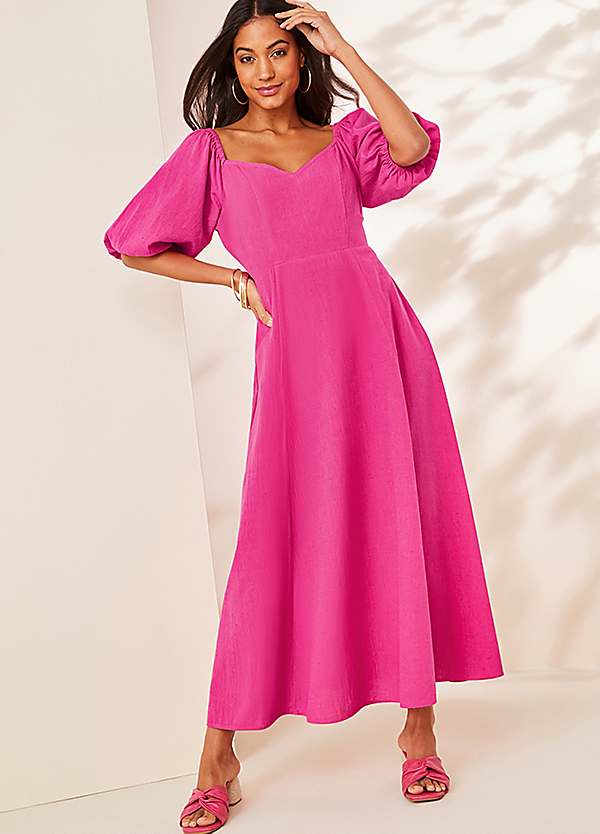 Hot pink linen store dress