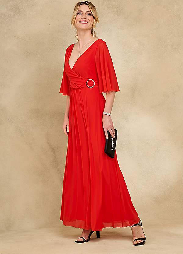 Kaleidoscope Red Mesh Maxi Dress Kaleidoscope