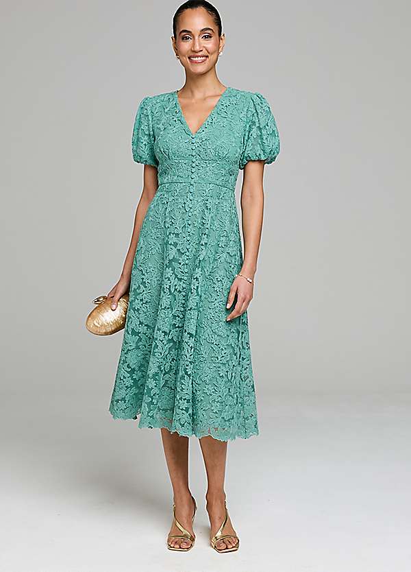 Kaleidoscope Sage Embroidered Midi Dress
