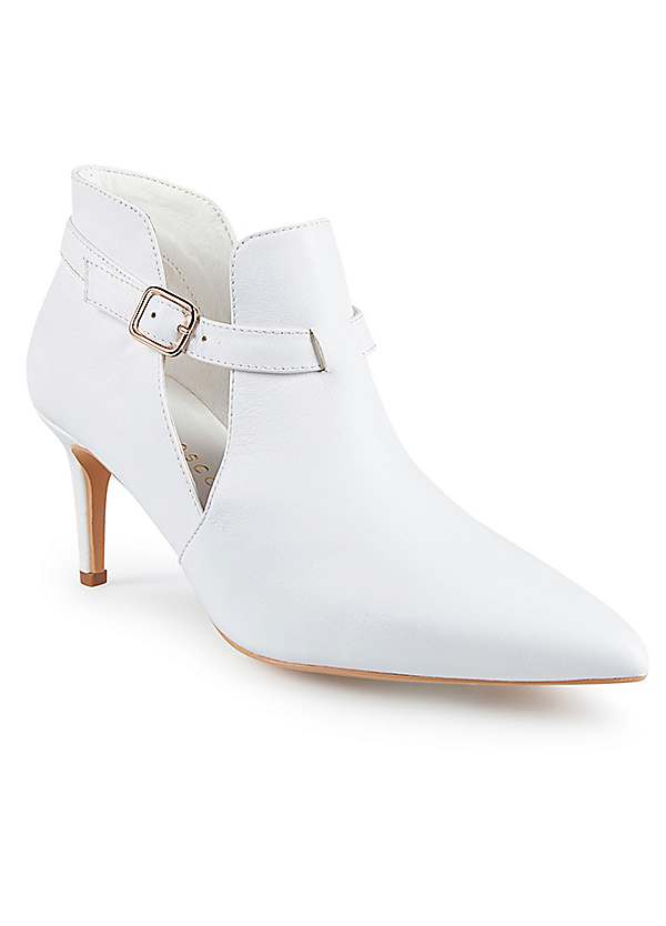 White leather kitten heel hot sale boots