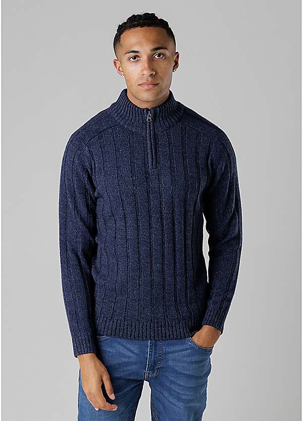 Kensington Eastside Quarter Zip Rib Knit Jumper | Kaleidoscope