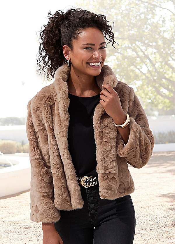 LASCANA Faux Fur Short Jacket | Kaleidoscope