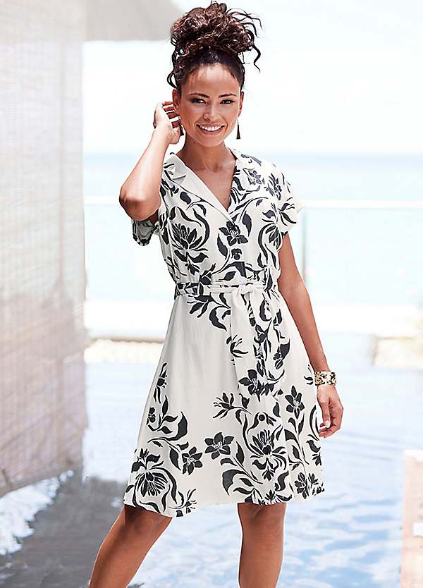 polo with dress pants Feline Fancy Multi Mixed Floral Animal Print Shirt Dress main image 0