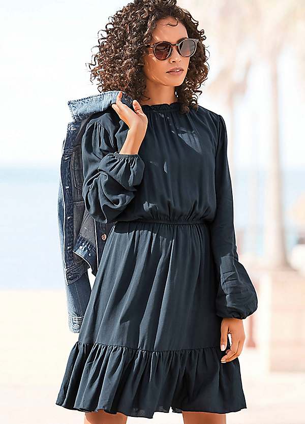 High ruffle collar on sale dress