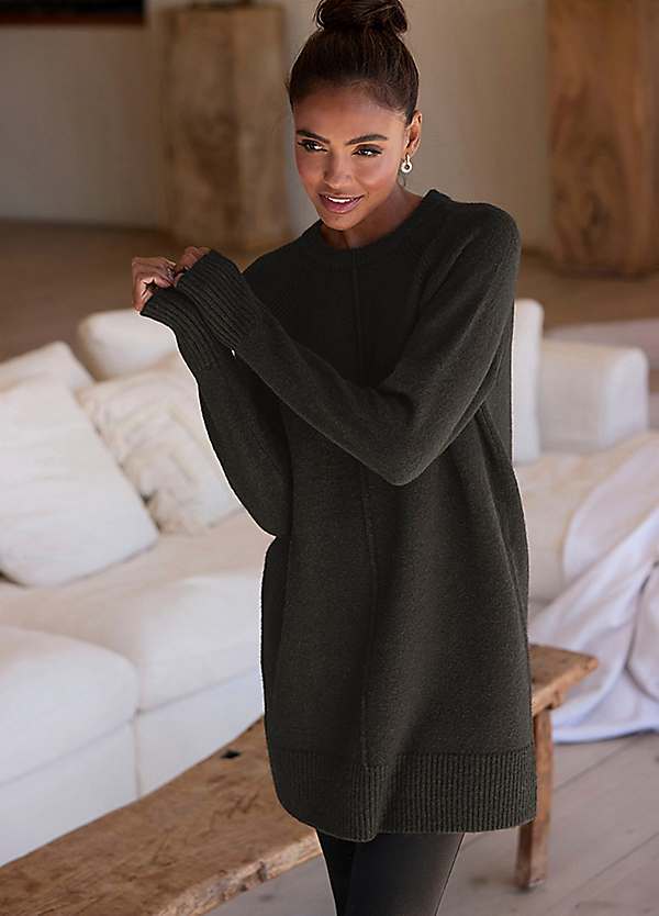 Womens Longline Jumper Soft Knit Longline Sweater