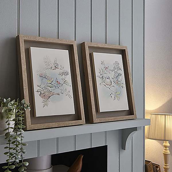 Laura Ashley Elderwood Set of 2 Floral & Birds Framed