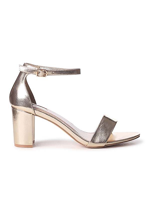 Gold barely there on sale mid heel sandals