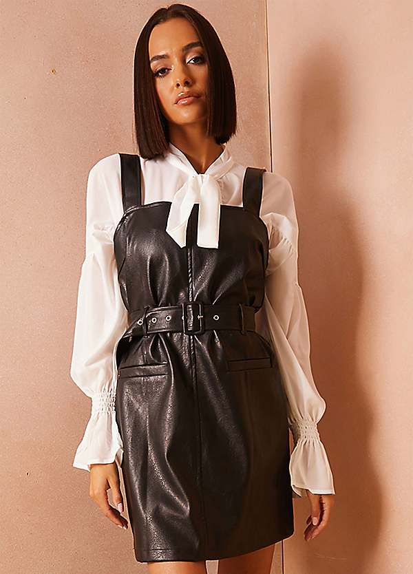 Belted best sale pinafore dress