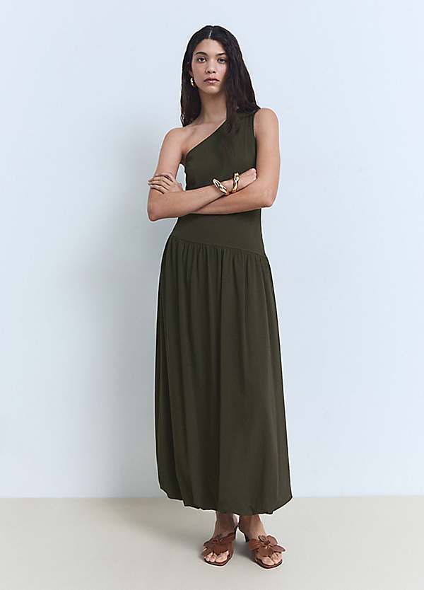 zimmermann asymmetric dress Mango MNG White Puff Sleeve Embroidered Checkered Tiered Midi A-Line D –  Brie main image 0