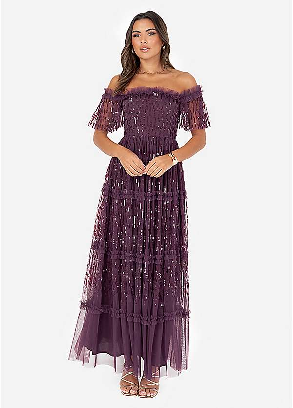 maya deluxe sequin dress Maya Deluxe NWT $200 Retail Stunning Long Sequin Beaded Gown Maxi Dress  Formal