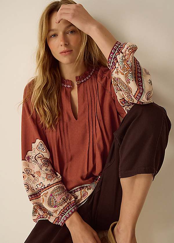 Monsoon Alexandra Floral Pintuck Blouse | Kaleidoscope