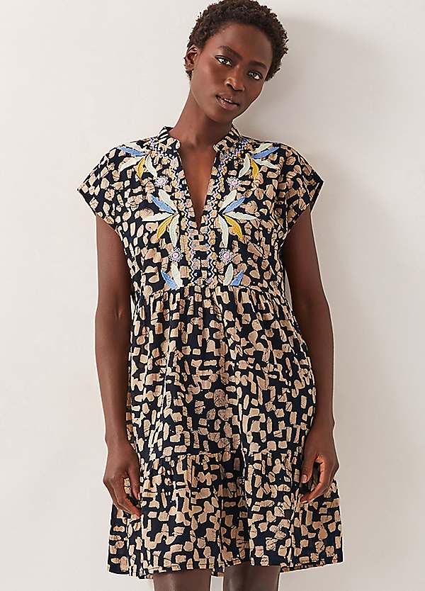 Monsoon Ania Embroidered Batik Mini Dress | Kaleidoscope